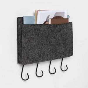 Large Felt Wall Organizer Decorative Hook Gray